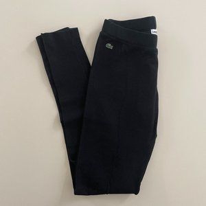 Lacoste Black Cotton Logo Leggings Women's Skinny Pants Size XS